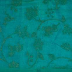 Aqua Blue Color Pattern Silk Fabric 