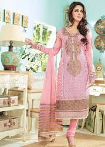 Pink Embroidered Straight Suits