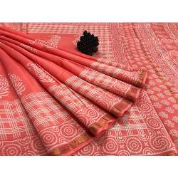 Fancy Orange Maheshwari Saree 
