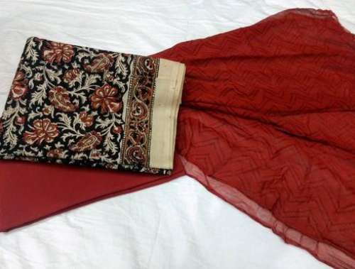 Kalamkari Cotton Dress Material by Tridev Febrics