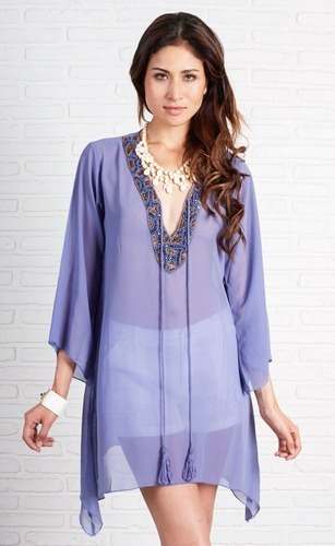 Stylish Plain Purple Beach wear Kaftan  by Kays Design And Accessories