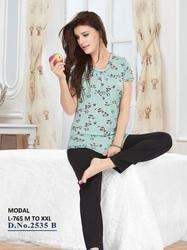 plain printed night suits