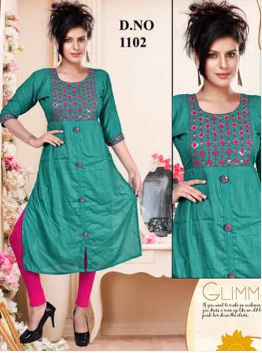 	Many Colors Rayon  Naira Cut Long Kurti by Milan Creation