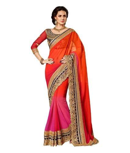 Designer Orange color wedding wear saree by Shiv Priya Sarees