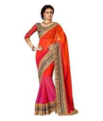 Designer Orange color wedding wear saree