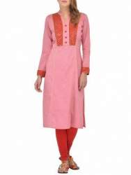 Straight Embroidered Cotton Kurti
