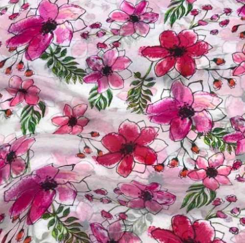 Digital Printed Pastel Pink Organza Fabric by Saroj fabrics