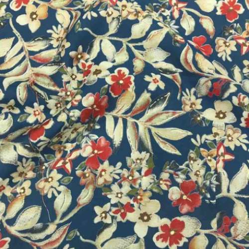 Fancy Navy Blue Floral Printed Chanderi Fabric by Saroj fabrics