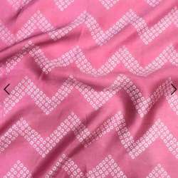 Pink Modal Satin Silk Bandhani Print Fabric