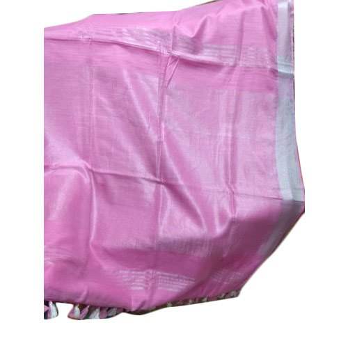 Fancy Plain Pink Linen Saree  by RS Handloom