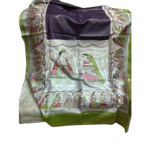 Fancy Screen Printed Linen Saree by RS Handloom