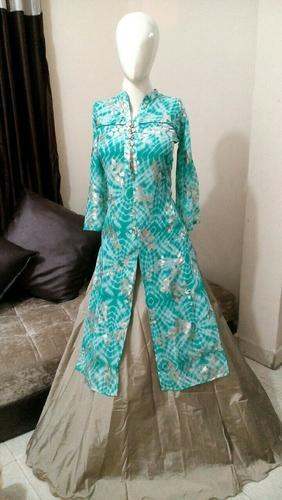 Wedding wear Printed Kurti with Plain skirt  by Om Sai Creation