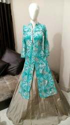 Wedding wear Printed Kurti with Plain skirt 