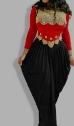 Exclusive Beaded Red and Black African Party wear Dress
