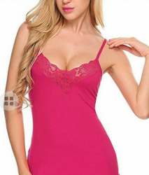 Pink Plain Fancy Nighty 