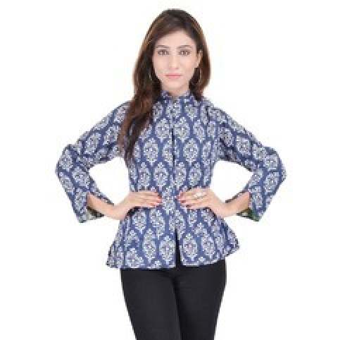 Indigo Blue Cotton Quilted Jacket
