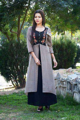 Fancy Designer Embroidered Cotton Kurti by Vedika Overseas