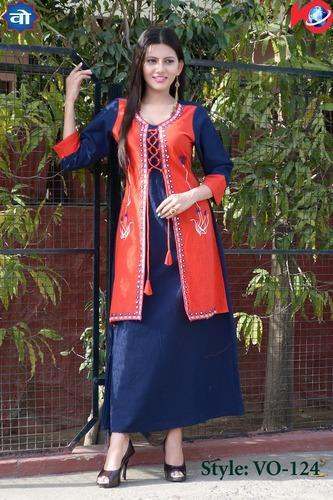 Fancy Jacket Style Embroidered Kurti by Vedika Overseas