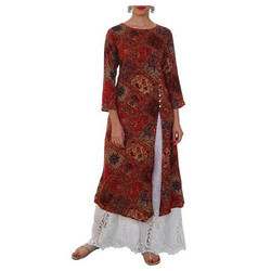 Floral Barfi Printed Rayon Kurti