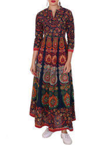 Mirror Work Cotton Anarkali Kurti