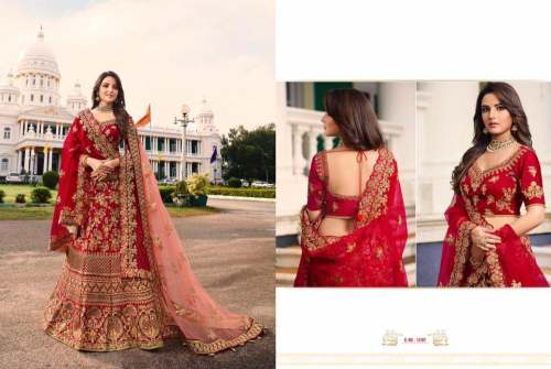 Elegant Red Bridal Embroidered Lehenga 