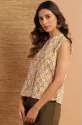 Cream color Casual Janasya Womens Cotton Top thumb 1