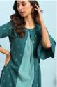 Green Round Neck Casual Wear Poly Crepe Kurta  thumb 1