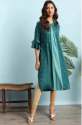 Green Round Neck Casual Wear Poly Crepe Kurta  thumb 2
