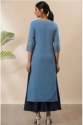 Janasya Womens anrakali Blue Poly Crepe Kurtis thumb 1