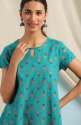 Janasya Womens Floral Print Cotton Slub Top thumb 2