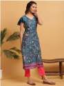 Janasya Womens Straight Poly Printed Crepe Kurta  thumb 4