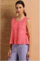 Womens Janasya  Floral Print Pink Cotton Top thumb 1