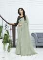 Formal wear Plain Linen Saree With printed blouse thumb 1