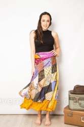 Vintage Indian Silk Sari Patch Skirt