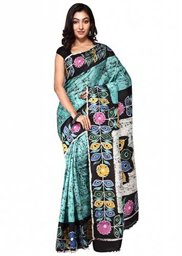 Buy Pure Silk Batik Print Sari By Ruprekha Fashion by Ruprekha Fashion