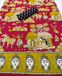 Kjs Kalamkari Print Pure Cotton Saree