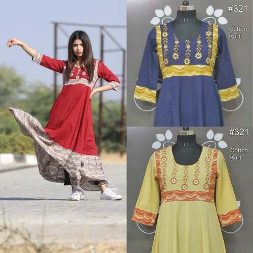 Embroidered Cotton Kurtis by Rankas