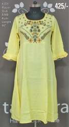 Embroidered Neck Rayon Kurtis