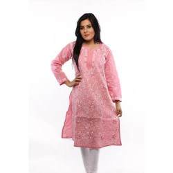 Light Pink Short Chikan Kurti 