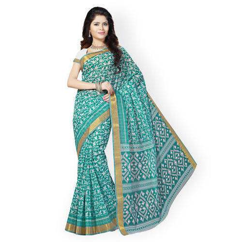 Stunning Sky Blue Cotton Silk Printed saree