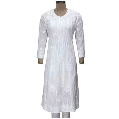 White Chikan Kurti  by Bonjour Export