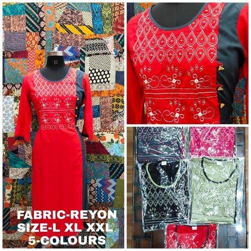 Cotton Embroidered Kurti by R K Creations