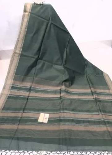 Festive wear Tussar Silk Plain Saree by M M Handloom Silk