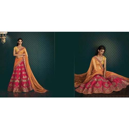 Gota work chanderi lehenga