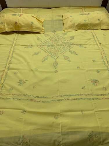 chikankari cotton bed sheet by Nath Chikan Palace