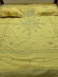 chikankari cotton bed sheet