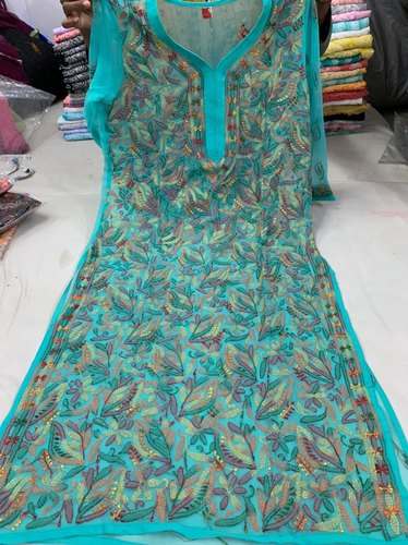 Georgette Front Jaal Kurti by Nath Chikan Palace