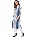 Blue Ethnic Motifs Straight Cotton Kurta thumb 2