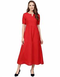 Buy Plain Red Cotton Slub Kurti By Jaipur Kurti