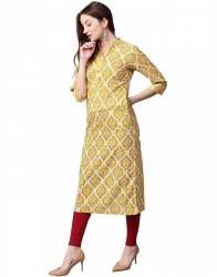 Yellow Ethnic Cotton Kurta 